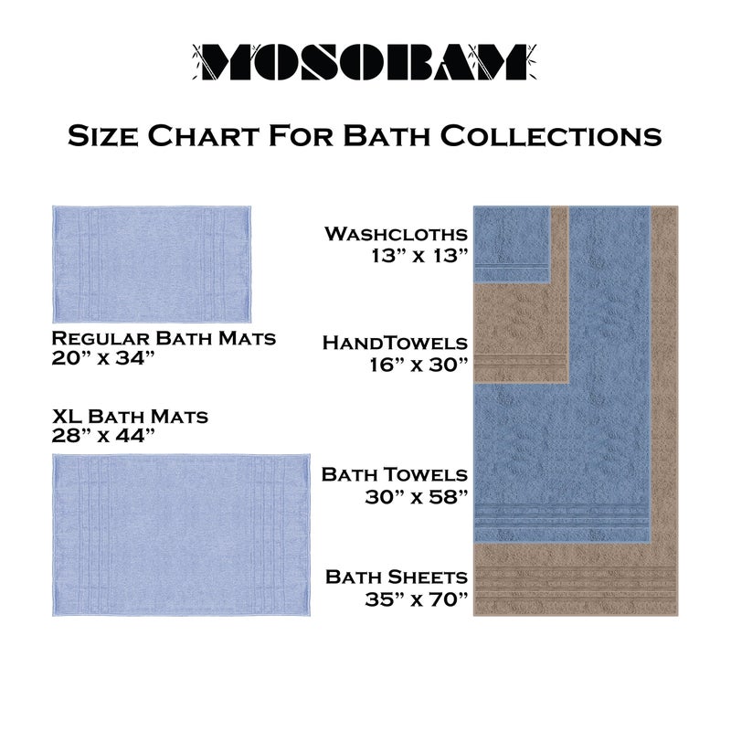 Mosobam Luxury Turkish Towels Set of 4 Washcloths 13X13 Allure Blue 700 GSM Bamboo Viscose & Aegean Turkish Combed Cotton - Image 3